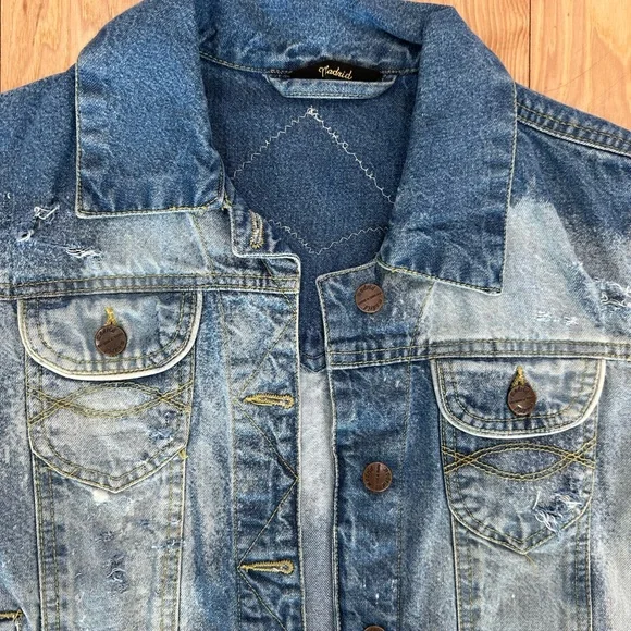 Custom Rolling Stones distressed denim jacket with fringe - Small - Picture 8 of 10